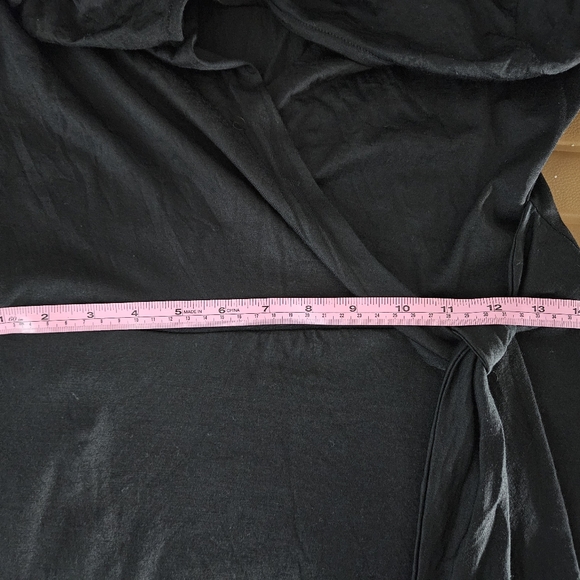 WOOL& Ellie Merino Wool Midi Faux Wrap Dress Black - Picture 6 of 7